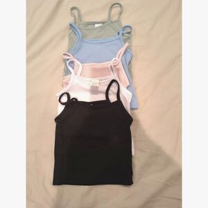 Summer Girls' 5pcs Set of Solid-color Tank Tops